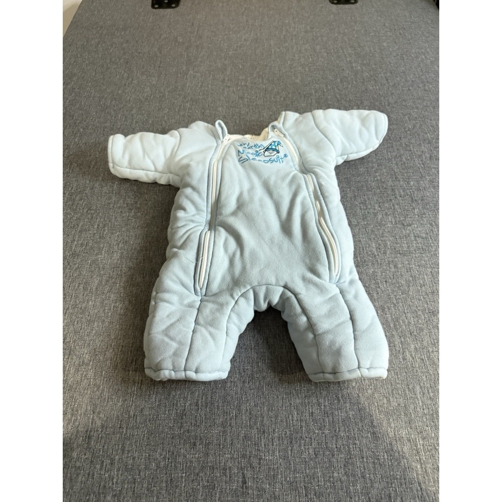 Baby Merlins Magic Sleepsuit Sz Small 3-6 Month 12-18lb Blue Transition Swaddle